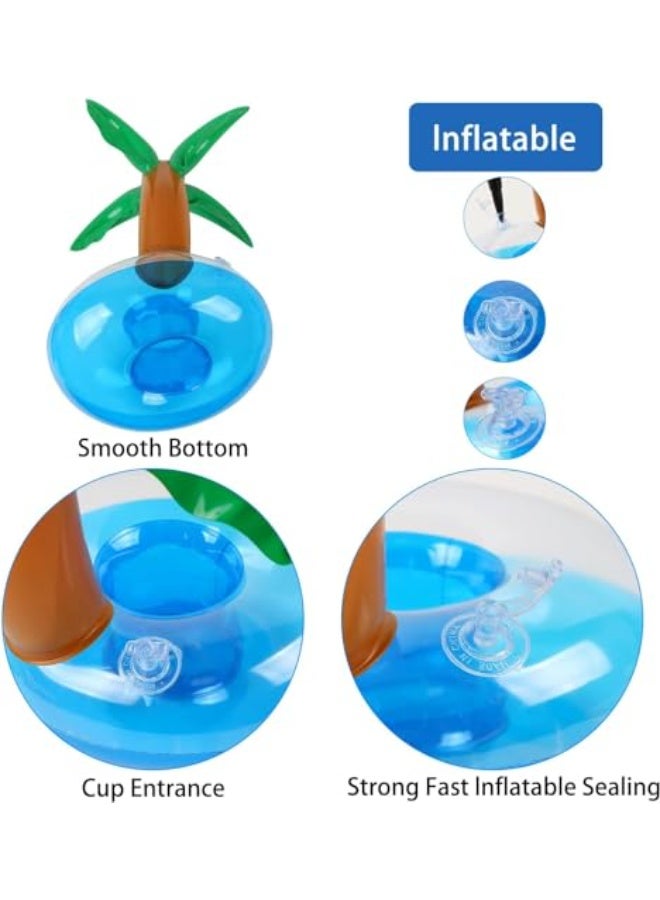 CLENEA 6 Pack Palm Tree Inflatable Drink Holder, Drink Floaties Floating Drink Holder for Swimming Pool Drink Holder for Pool Party Pool Accessories for Adults - Image 2